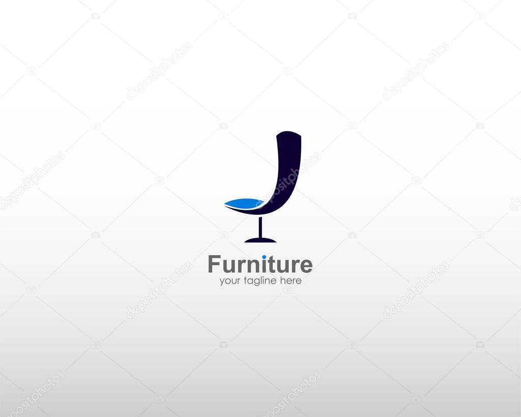 Furniture logo inspiration. abstract blue color chair icon design .white background. for corporate brands and graphic design. modern templates. vector illustration