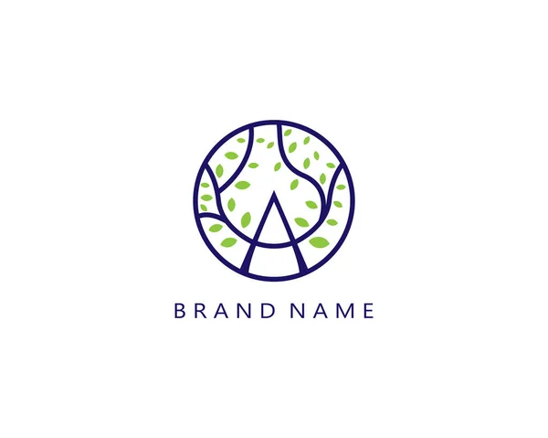 ロゴイニシャル文字Aロゴの性質 文字Aと自然木の組み合わせデザイン 企業ブランドのために モダンでシンプルでユニークなロゴテンプレート — ストックベクタ
