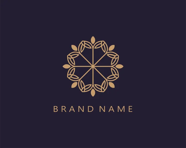 Resumo Design Ornamento Logotipo Com Conceito Flores Circulares Folhas Ilustração — Vetor de Stock