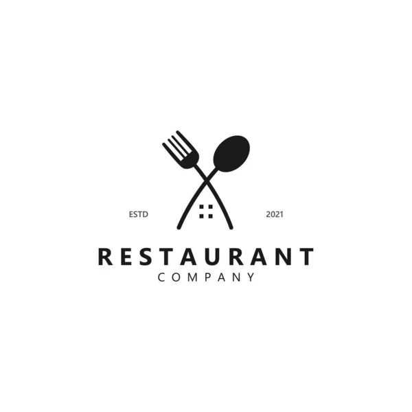 Inspiración Logo Restaurante Diseño Casa Cubiertos Con Concepto Retro Textura — Vector de stock