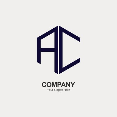 A ve C harflerinin baş harfleri, altıgen şeklinde. Koyu mavi renk. Beyaz arka plan. Eşsiz ve basit bir logo tasarımı. Şirketin markaları ve markaları için. modern logo şablonu
