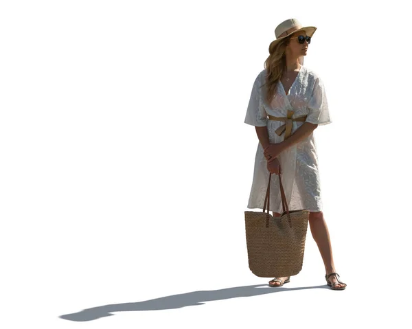 Kadın ve erkek sokak kafeteryasında oturuyor ve beyaz arka planda izole edilmiş insanlarla arka planda konuşuyorlar.