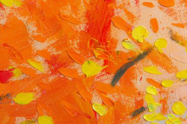 Soyut yaratıcı arkaplan: parlak yağlı boya çizgileri ve dokunuşları tonu ayarlamadan önce keten tuval üzerinde