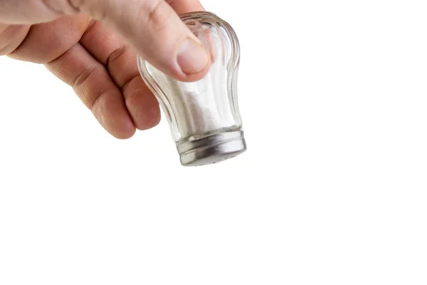 Überschüssiges Salz Salzkeller Mit Dem Buchstaben Der Hand Isoliert Auf — Stockfoto
