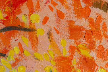 Soyut yaratıcı arkaplan: parlak yağlı boya çizgileri ve dokunuşları tonu ayarlamadan önce keten tuval üzerinde