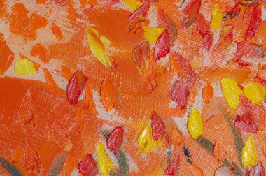 Soyut yaratıcı arkaplan: parlak yağlı boya çizgileri ve dokunuşları tonu ayarlamadan önce keten tuval üzerinde