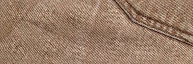 Kumaş grunge arka plan, gerçek pamuk kot, kahverengi, kırışıklıklar, yıpranmış, tuvale dikiş, kapat