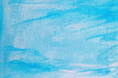 yaratıcı gökyüzü arkaplanı: renkli astar boya ile kaba bir tuval üzerinde bulutlu mavi cennetin geçici görüntüsü 