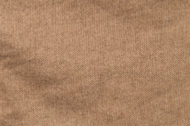 kumaş grunge arka plan, hakiki pamuk kot kahverengi, buruşuk, yıpranmış, yakın