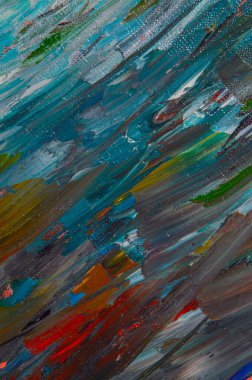 Soyut yaratıcı arkaplan: tonal kaplamadan önce keten tuvalinde donuk, kaotik yağ lekeleri