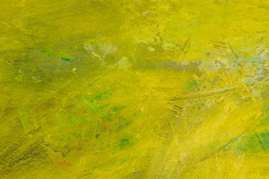 Renkli yaratıcı arkaplan: Ahşap bir palette yağlı boya kalıntıları, kısa odak, seçici bulanık