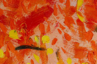 Soyut yaratıcı arkaplan: parlak yağlı boya çizgileri ve dokunuşları tonu ayarlamadan önce keten tuval üzerinde