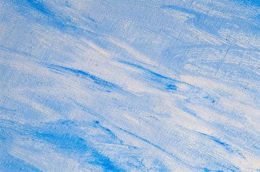 yaratıcı gökyüzü arkaplanı: renkli astar boya ile kaba bir tuval üzerinde bulutlu mavi cennetin geçici görüntüsü 