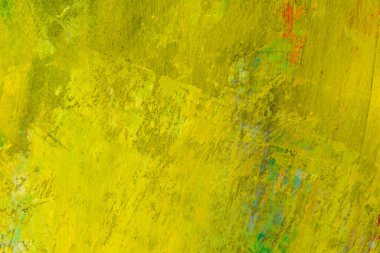 Renkli yaratıcı arkaplan: Ahşap bir palette yağlı boya kalıntıları, kısa odak, seçici bulanık