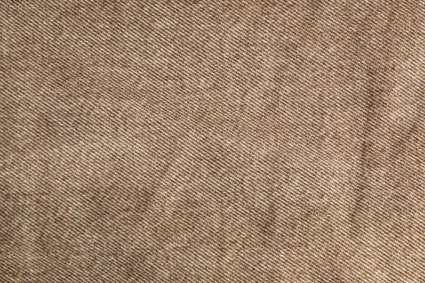 Kumaş Grunge Arka Plan Hakiki Pamuk Kot Kahverengi Buruşuk Yıpranmış — Stok fotoğraf