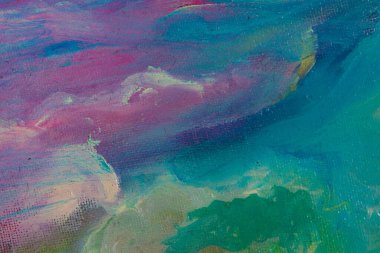 Soyut yaratıcı arkaplan: ton oluşturmadan önce keten tuvalin üzerindeki parlak kaotik yağ lekeleri