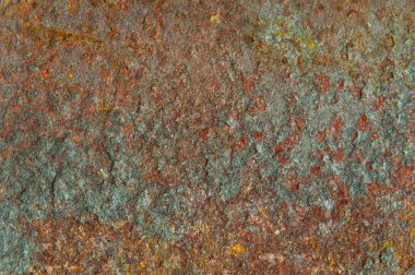 Grunge arkaplan: eski boyanmış metal yüzeyde pas, çelik aşınma, tonlama 