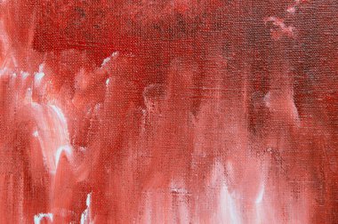 soyut yaratıcı arkaplan: tuvali ayarlarken beyaz ve kırmızı renkli astar lekeleri, geçici nesne. 