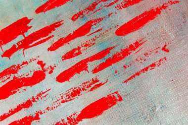 soyut yaratıcı arkaplan: tuvali ayarlarken kırmızı renkli astar lekeleri, geçici nesne. 