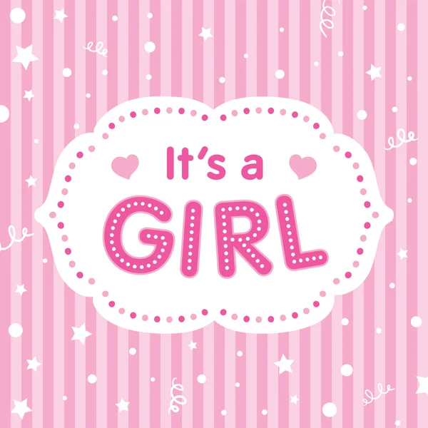 Bu bir kız var. Vektör tebrik kartı. Kız bebek için şirin illüstrasyon.