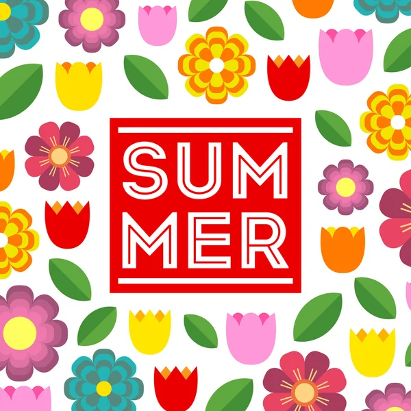 Vector zomer concept met bloem achtergrond. — Stockvector