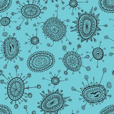 Doodles'ın el çekilmiş seamless modeli. Vektör arka plan