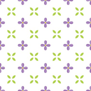 Lila çiçek ve yaprak ile Seamless Modeli.