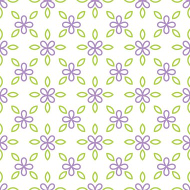 Lila çiçek ve yaprak ile Seamless Modeli.