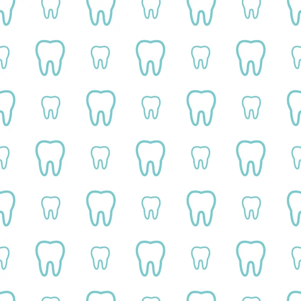 Dientes sobre fondo blanco. Patrón sin costura dental vectorial . — Vector de stock