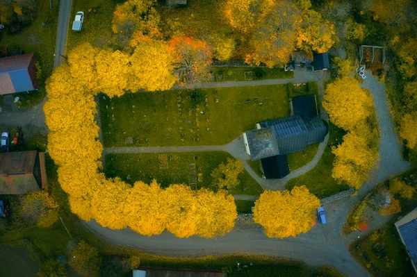 Stockholm Ekero - Aerial view of a autumn field 20-09-01 — Stock Photo, Image