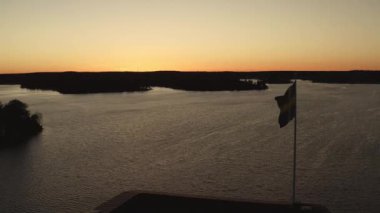Drone view on Vaxholm kastell in Sunset, Stockholm takımadaları