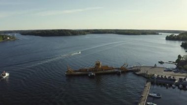 Drone view on Vaxholm kastell in Sunset, Stockholm takımadaları