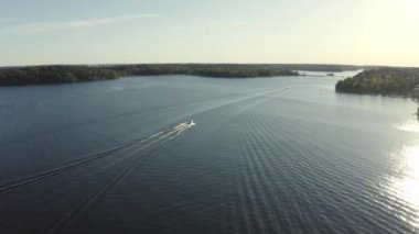 Drone view on Vaxholm kastell in Sunset, Stockholm takımadaları