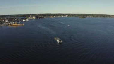 Drone view on Vaxholm kastell in Sunset, Stockholm takımadaları