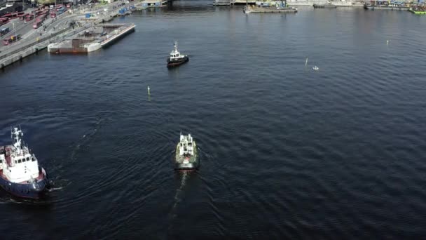 Vervoer van een nieuwe sluis naar Guldbron in de archipel van Stockholm. 2020-06-29 — Stockvideo