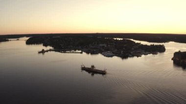 Drone view on Vaxholm kastell in Sunset, Stockholm takımadaları