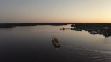 Drone view on Vaxholm kastell in Sunset, Stockholm takımadaları