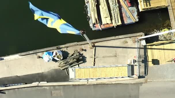 Luchtfoto van de zomer in de archipel gemeenschap Gustavsberg buiten Stockholm. 20-07-28 — Stockvideo