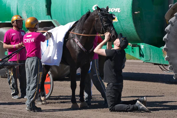 210530 Solvalla - Elitloppet Propulsion 'un kazanan atı ve şoför Orjan Kihlstrom Stockholm' deki Elitloppet trotting yarışının finalini kazandı.