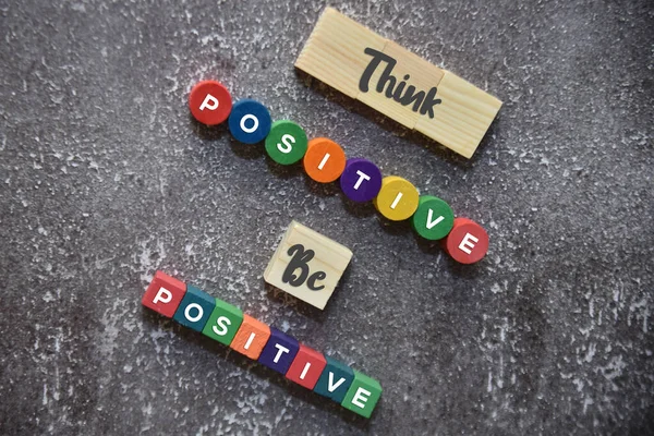 Think Positive Positive Wording Wooden Blocks Lifestyle Concept — Stock Photo, Image