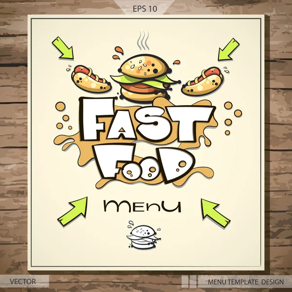 Design de menu de fast food — Vetor de Stock