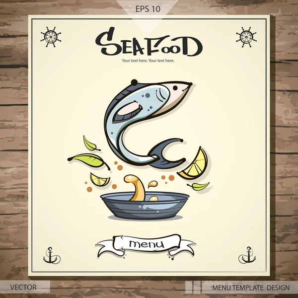 Seafood menu design — Stock Vector