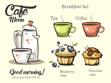 Cafe menü kümesini