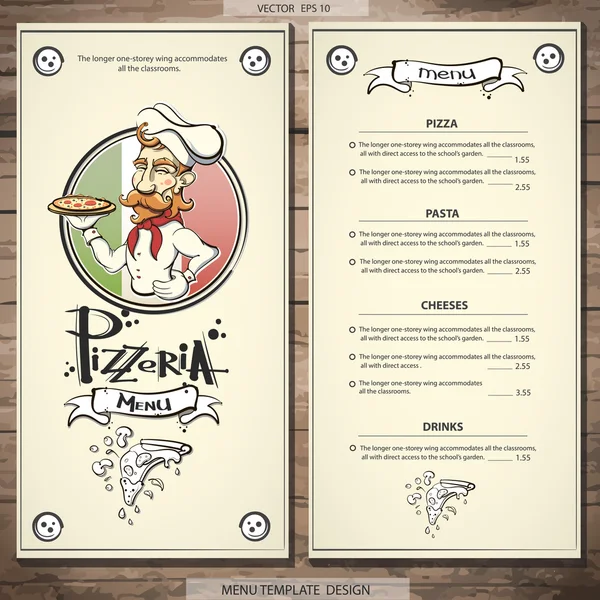 Pizzeria menu design — Stock Vector
