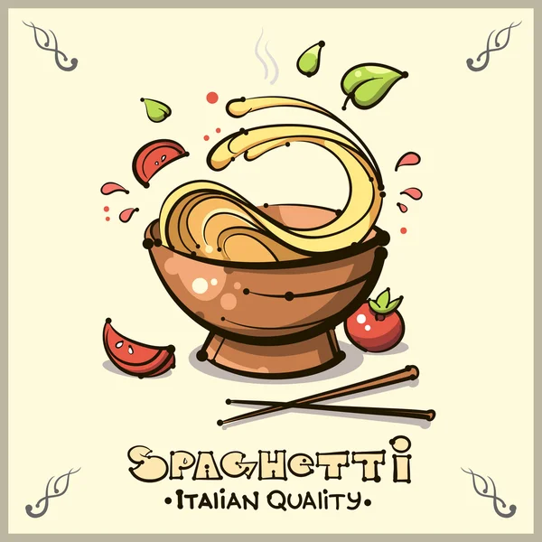 Spaghettis avec fond de sauce — Image vectorielle