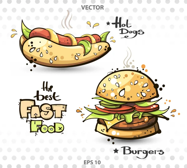 Tasty fast food — Stock Vector