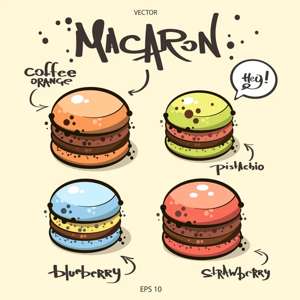 Leuke Franse macarons — Stockvector