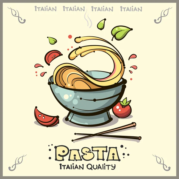 Pasta med tomater bakgrund — Stock vektor