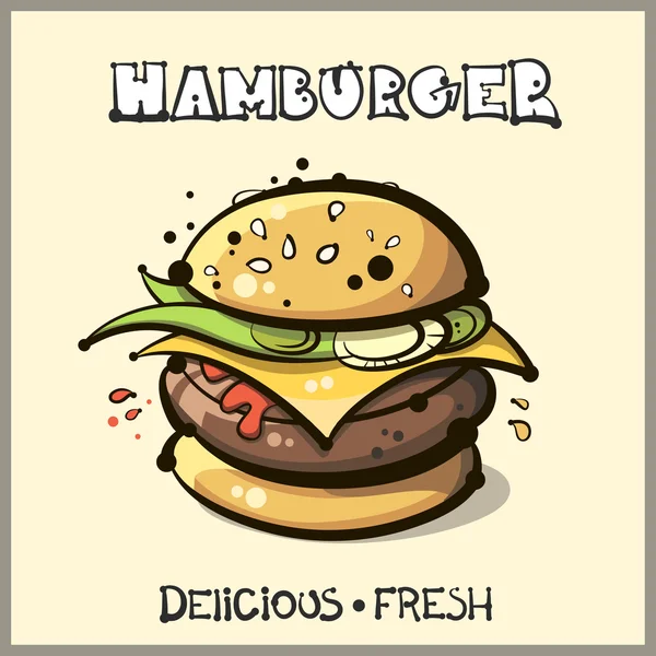 Hambúrguer de arte de esboço — Vetor de Stock