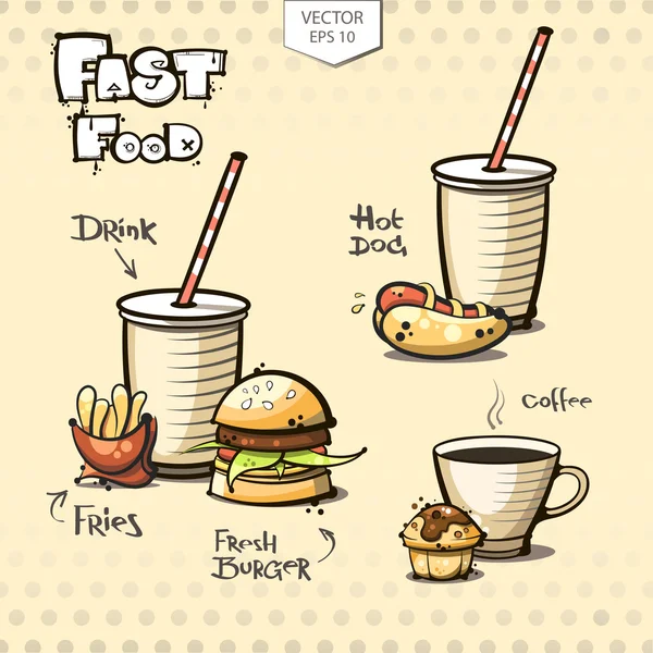 Conjunto de fast food —  Vetores de Stock